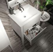 Mode Hale White Gloss Vanity Unit. FSTP02/60CAWH. 254338. Appears Unused. Unit Only