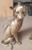 (114/Mez/1F) RRP £140. Concrete Leopard Side Table Base With Antique Gold Finish.