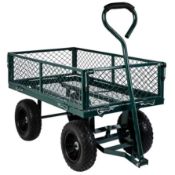 (172/Mez) RRP £79. Mesh Gardeners Cart. Powder Coated Steel Frame. Fold Down Sides. PU Tyres. 120...