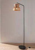 (124/6L) Lot RRP £110 _ 2x Lighting Items. 1x Bamboo Hanging Floor Lamp Black RRP £50. 1x Black 5...