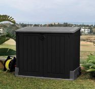 (219/Mez/P13) RRP £125. Keter Store It Out MIDI Grey/Black. 880L Storage Capacity. Stylish Wood E...
