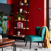 (167/Mez/P1) RRP £89. Jessica Jungle Print Occasional Chair Green. Velvet Fabric & Rubberwood Leg...