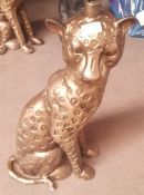 (113/Mez/1F) RRP £140. Concrete Leopard Side Table Base With Antique Gold Finish. (Please Note Ta...