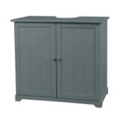 (177/Mez) RRP £70. Grey Classic Under Sink Double Unit. Paulownia Wood. Grey Painted Finish. 2 Do...