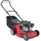 (186/Mez) RRP £169. Sovereign 40cm Push Petrol Lawn Mower 127.1cc. 25-75mm Cutting Height, 45L Co...