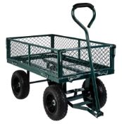 (173/Mez) RRP £79. Mesh Gardeners Cart. Powder Coated Steel Frame. Fold Down Sides. PU Tyres. 120...