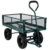 (171/Mez) RRP £79. Mesh Gardeners Cart. Powder Coated Steel Frame. Fold Down Sides. PU Tyres. 120...