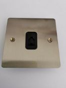 50 x RJ11 Telephone Socket Satin Chrome Finish Black Inserts Square Sides
