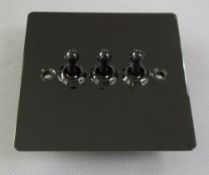 100 x Black Nickel Triple 3 Gang 2 Way Toggle SF0022FBN