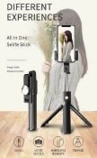 Selfie Stick Tripod With Bluetooth Remote (Black)