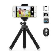 Phone Tripod, Flexible Mini Tripod Travel Stand Holder With Bluetooth Remote Control