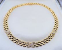 Italian 14k Gold on Sterling Silver Collar Necklace with Gift Box
