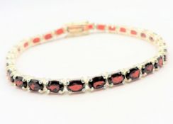 Sterling Silver 16ct Garnet Tennis Bracelet New with Gift Box
