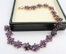 Sterling Silver Amethyst Gemstone Bracelet with Gift Box