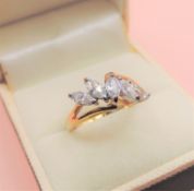 14k Gold on Silver 2ct Matara Diamond Ring New with Gift Pouch