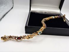 Gold on Sterling Silver 4ct Multi Gemstone Bracelet with Gift Box