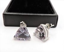 Sterling Silver 5.3ct  Blueberry Quartz  Earrings New with Gift Pouch