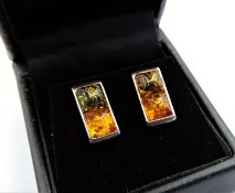 Sterling Silver Baltic Amber Earrings with Gift Pouch