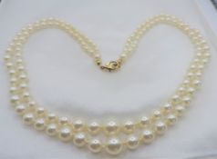 Double Strand Graduated Pearl Necklace