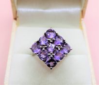 Sterling Silver 3ct Amethyst & Diamond Ring New with Gift Box