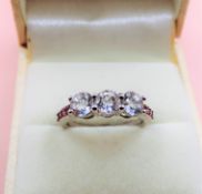Sterling Silver Pink and White Tourmaline Ring New with Gift Pouch