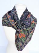 Designer Silk Scarf 85cm Square Hand Rolled Edges