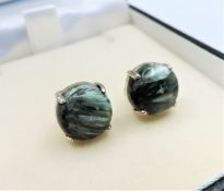 Sterling Silver Green Amazonite Stud Earrings New with Gift Pouch