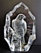 Rare Large Mats Jonasson Crystal Eagle Sculpture 19cm Tall