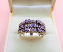 Sterling Silver Amethyst & Sapphire Ring New with Gift Pouch