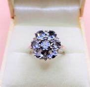 Sterling Silver Tanzanite & Sapphire Ring New with Gift Box