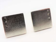 Vintage Sterling Silver Real Diamond Set Cufflinks Birmingham Hallmark