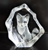 Mats Jonasson Crystal Fox Paperweight Sculpture