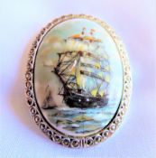 Vintage Limoges France Hand Painted Porcelain Brooch