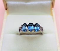 Sterling Silver 1.6ct Topaz & Diamond Ring New with Gift Pouch