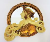 Vintage Art Nouveau Tupton Wall Art Mirror
