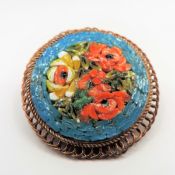 Vintage Italian Floral Micro Mosaic Brooch