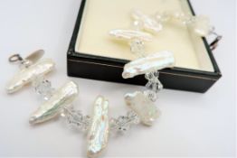 Biwa Freshwater Pearl & Crystal Bracelet New with Gift Pouch