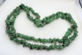 32 inch Polished Tumbled Green Jade Necklace