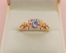14k Gold on Sterling Silver Gemstone Ring New with Gift Pouch.