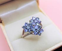 Sterling Silver Tanzanite & Topaz Ring New with Gift Pouch