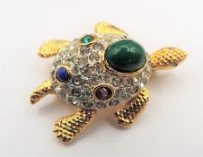 Rare Signed Sphinx A2165 Gold Plated Turtle Brooch circa 1960's