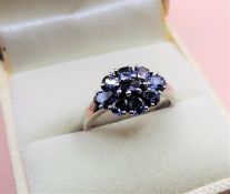 Sterling Silver Tanzanite Cluster Ring New with Gift Pouch