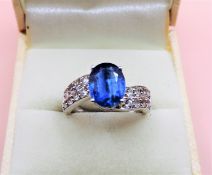 Sterling Silver 3.4ct Blue Sapphire Ring New with Gift Box