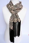Celine Fringed Silk Scarf  Made in Italy 210cm Long