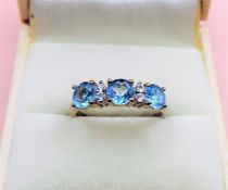 Sterling Silver Topaz Ring New with Gift Pouch