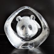 Mats Jonasson Crystal Panda Paperweight Sculpture