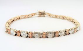 Sterling Silver 28ct Champagne CZ Tennis Bracelet with Gift Box