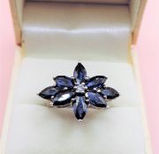 Sterling Silver 6ct Sapphire Ring New with Gift Box
