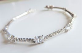 Sterling Silver 7ct White Topaz Bracelet with Gift Box