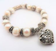 Baroque Cultured Pearl Silver Bracelet with Gift Pouch